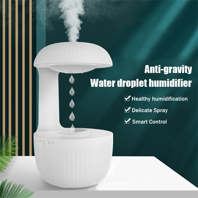 Air Humidifier with anti-gravity Levitating Water Drops and Cool Mist Fogger Reliever