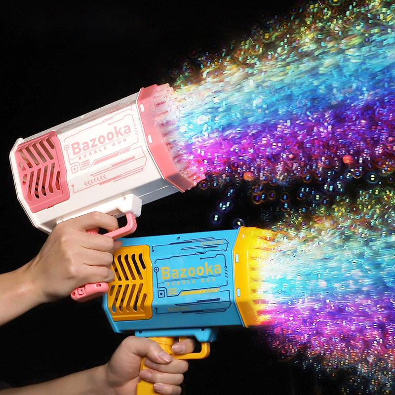 Bubble Gun Rocket 69 Holes Soap Bubbles with Automatic Blower