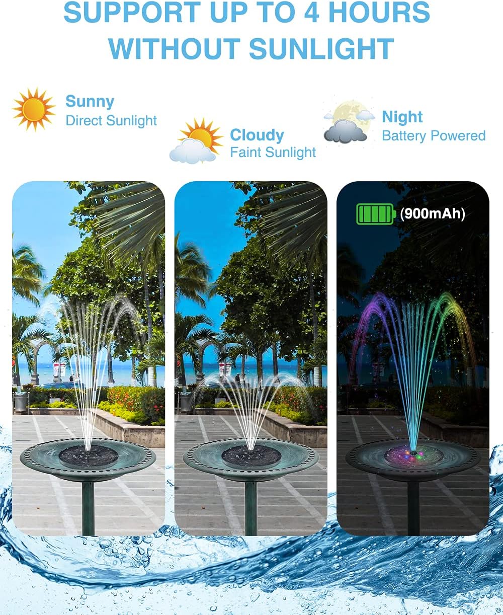 SolarGlow: Round Floating Fountain Pump with Color LED Light ☀️