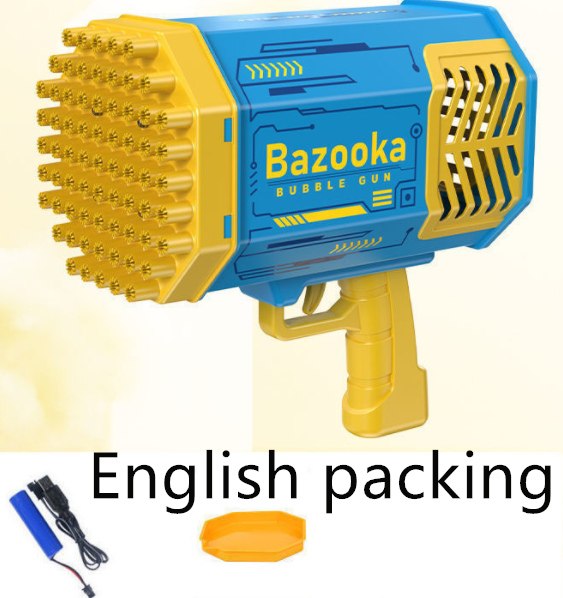 Bubble Gun Rocket 69 Holes Soap Bubbles with Automatic Blower