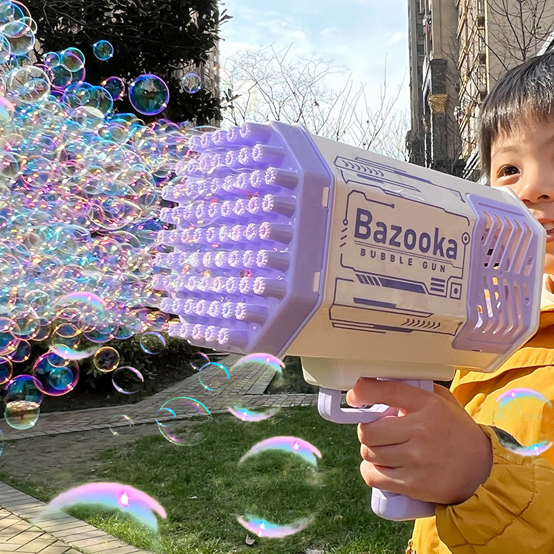 Bubble Gun Rocket 69 Holes Soap Bubbles with Automatic Blower