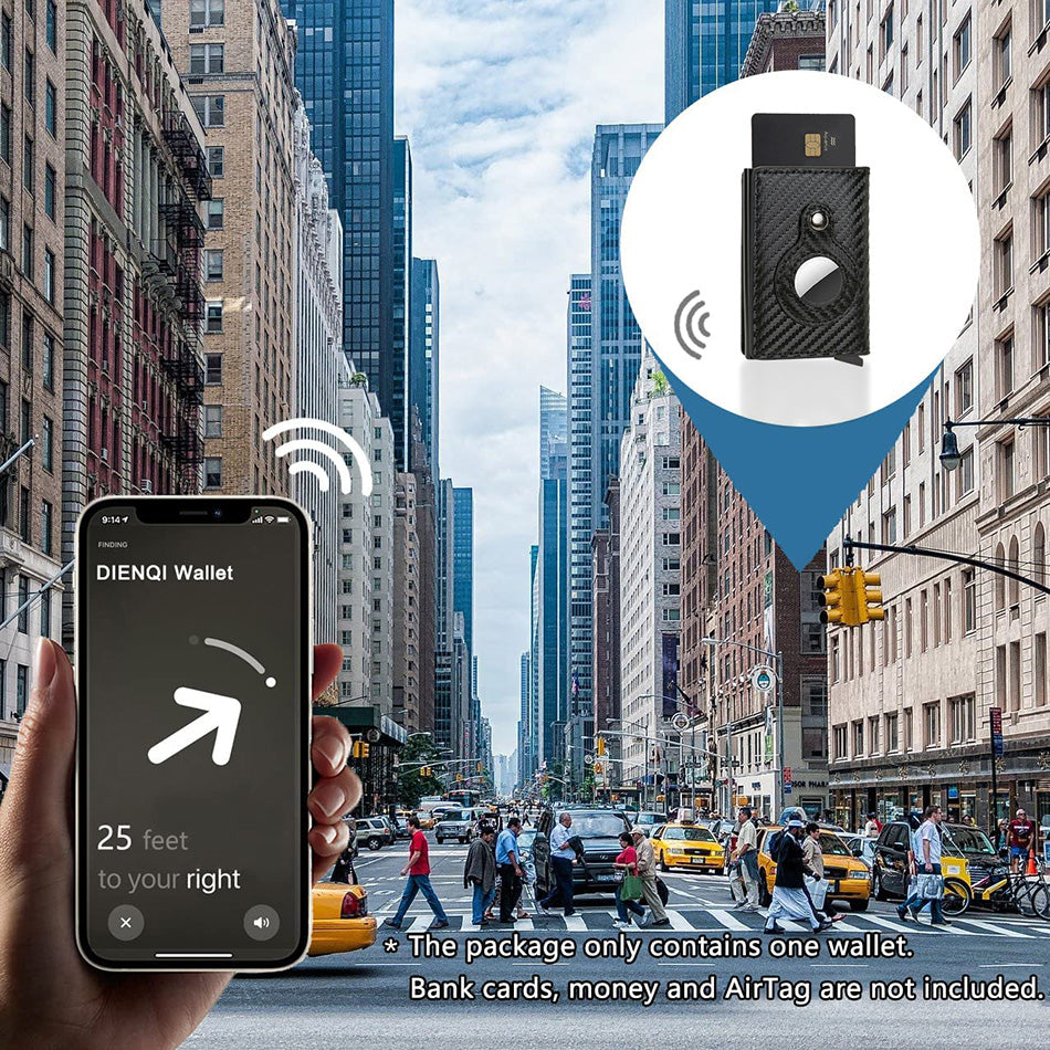 APPLE AIRTAG ANTI- THEFT Multi-functional Card Holder Slim Leather Wallet