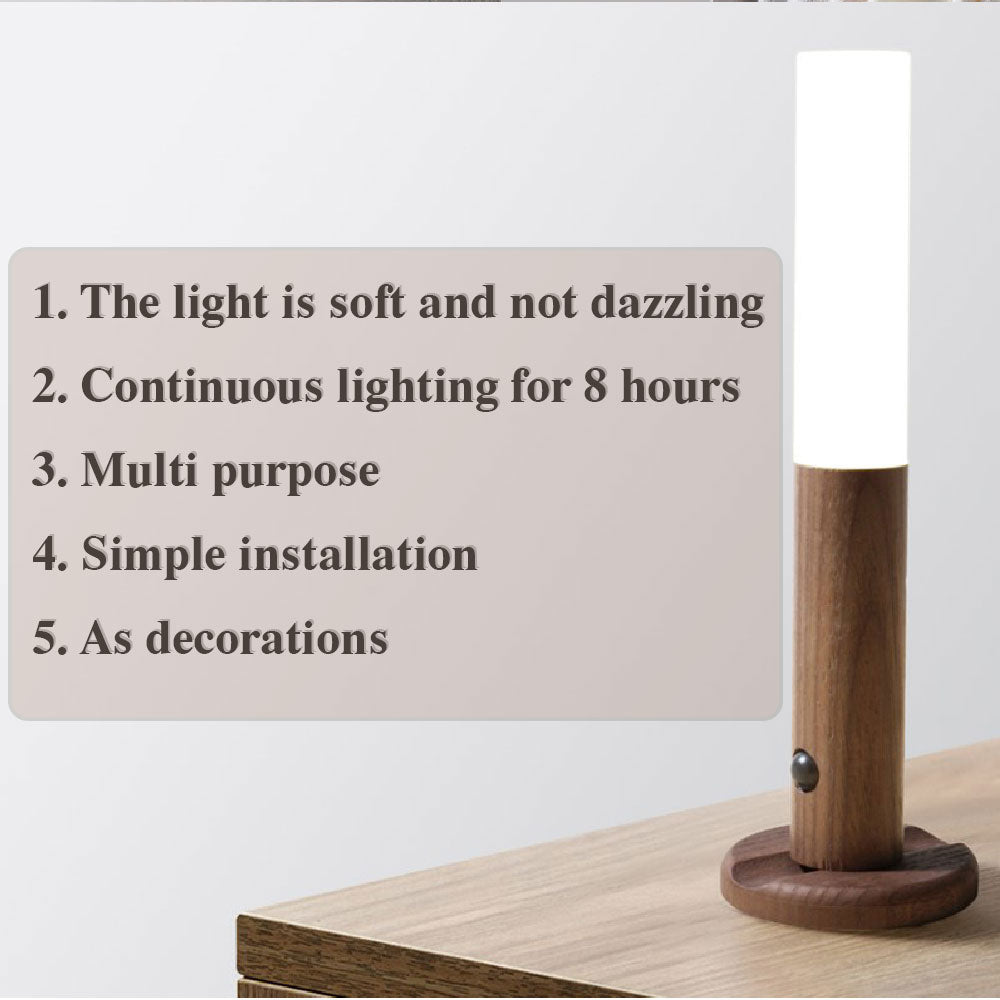LuminaWood: Auto LED USB Magnetic Wood Wireless Night Light π