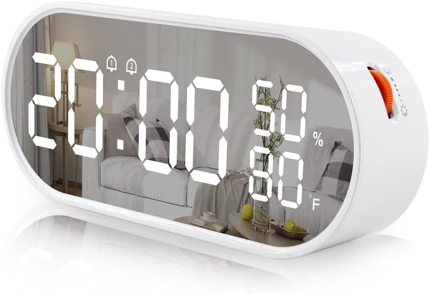 ReflectTime: LED Alarm Clock Mirror with Touch, Temperature, and Humidity Display ⏰