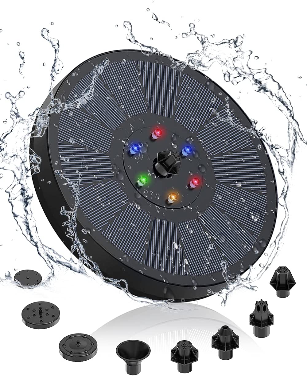 SolarGlow: Round Floating Fountain Pump with Color LED Light ☀️
