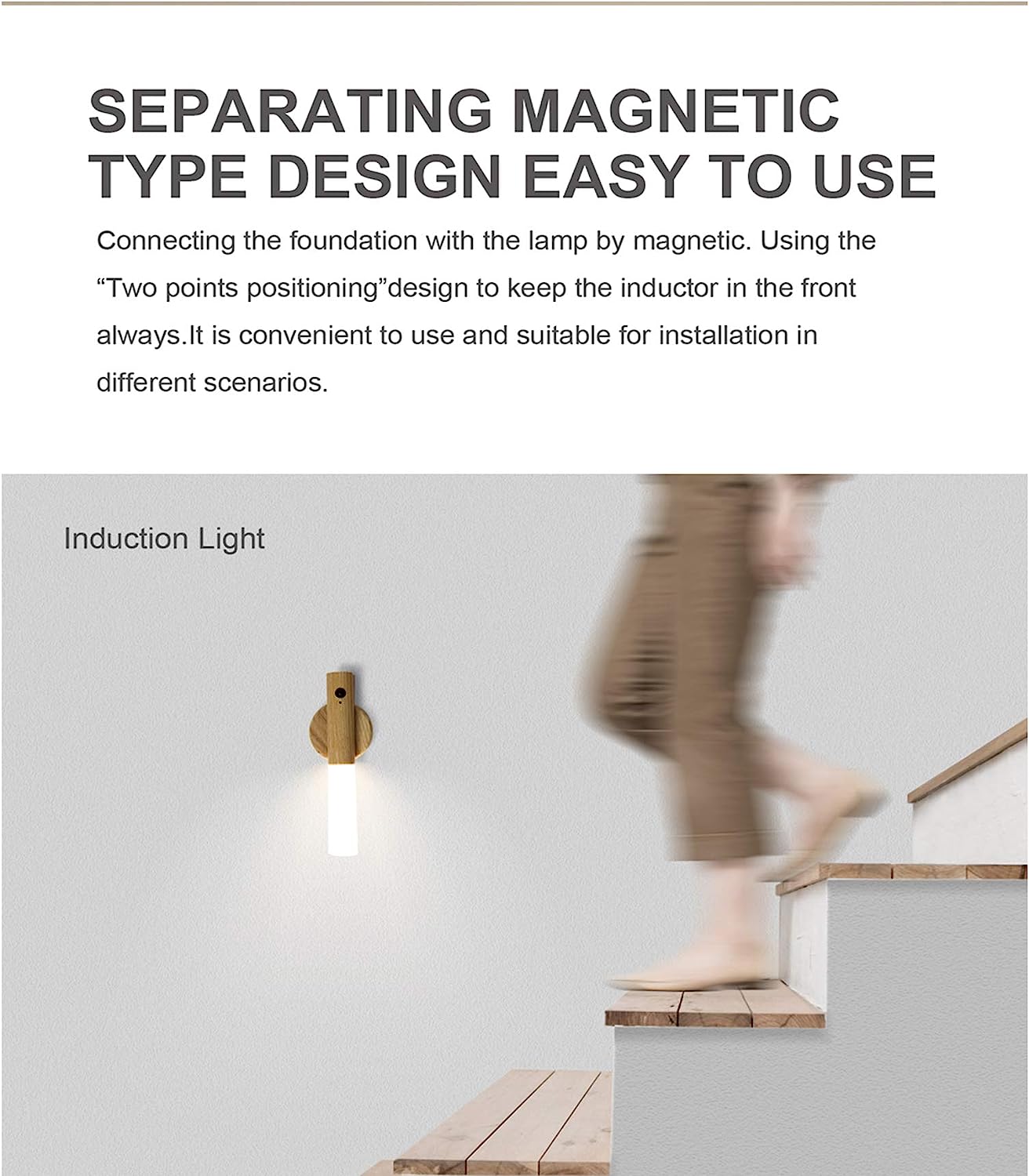 LuminaWood: Auto LED USB Magnetic Wood Wireless Night Light 🌙