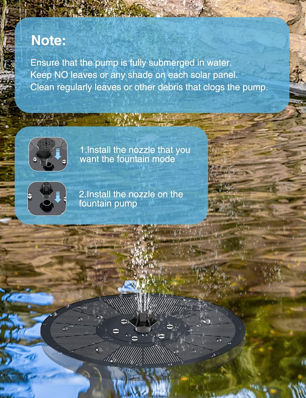 SolarGlow: Round Floating Fountain Pump with Color LED Light ☀️