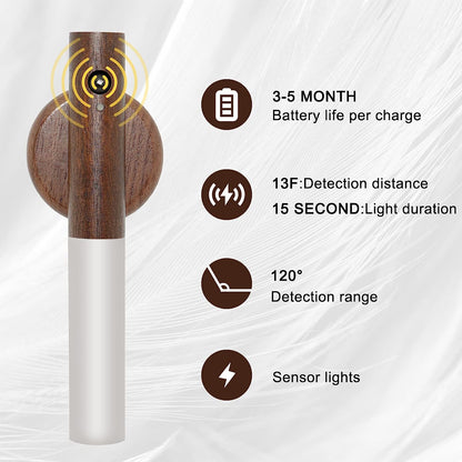 LuminaWood: Auto LED USB Magnetic Wood Wireless Night Light 🌙