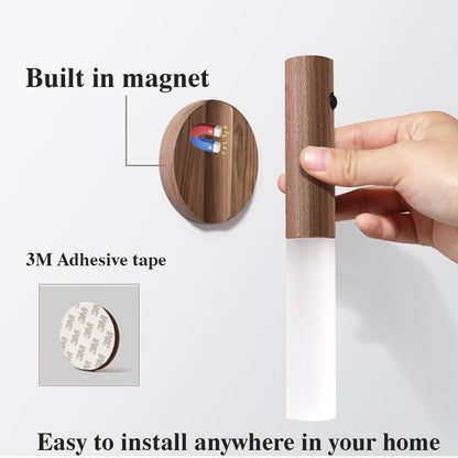 LuminaWood: Auto LED USB Magnetic Wood Wireless Night Light 🌙