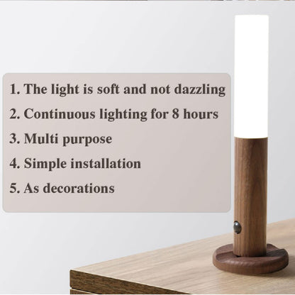 LuminaWood: Auto LED USB Magnetic Wood Wireless Night Light 🌙